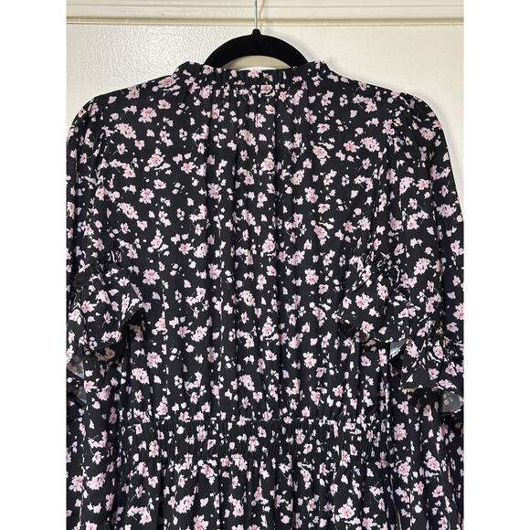 Stellah Tie-Neck Mini Dress Black Floral Print Size Medium NWT - Picture 10 of 14